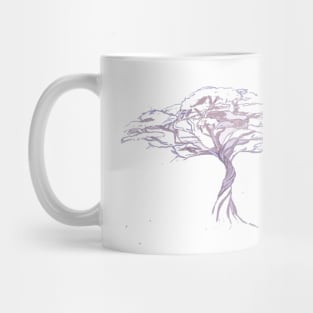 Quiet Acacia Zen Tree , Earthy African Bonsai Peace Lavendar Purple Mug